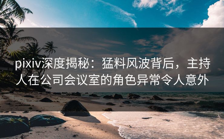 pixiv深度揭秘：猛料风波背后，主持人在公司会议室的角色异常令人意外