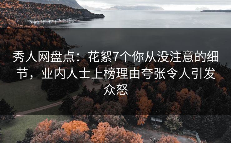 秀人网盘点：花絮7个你从没注意的细节，业内人士上榜理由夸张令人引发众怒